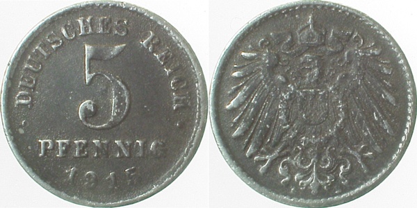 5 Pfennig 1915 E ss/vz J297 ss / vz 5 Pfennig