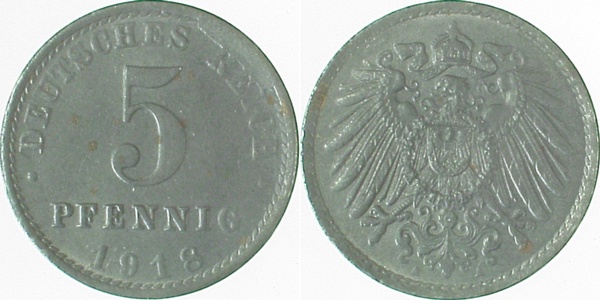 5 Pfennig 1918 A vz J297 vz 5 Pfennig