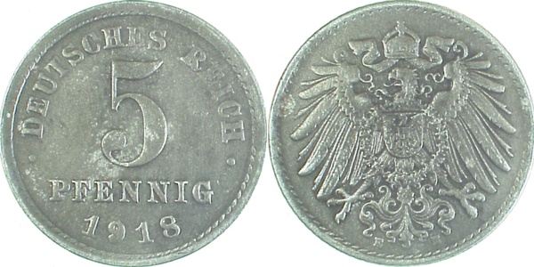 5 Pfennig 1918 E ss/vz