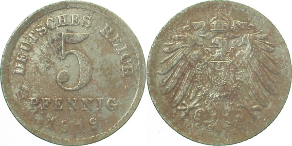 5 Pfennig 1919 E vz J297 vz 5 Pfennig