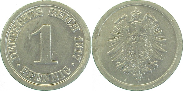 1 Pfennig 1917 A vz, Aluminium J300