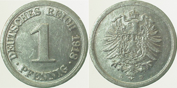 1 Pfennig 1918 D vz J300 vz 1 Pfennig