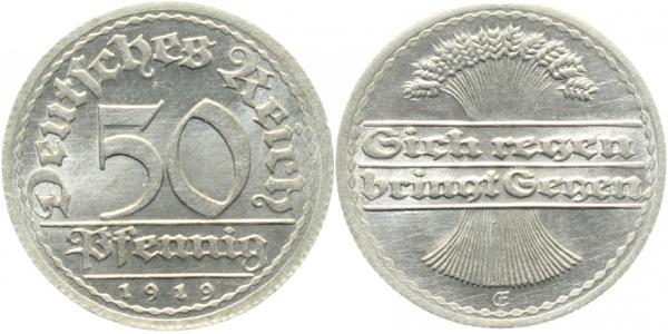 50 Pfennig 1919 E prfr/stgl Ea J301 prfr / stgl 50 Pfennig