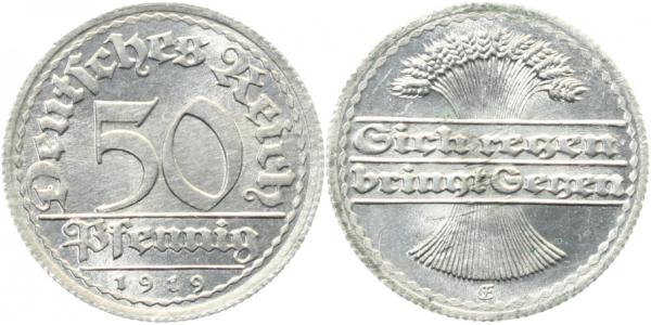50 Pfennig 1919 E vz/stgl J301 vz / stgl 50 Pfennig