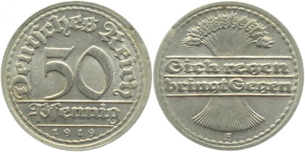 50 Pfennig 1919 E vz J301 vz 50 Pfennig