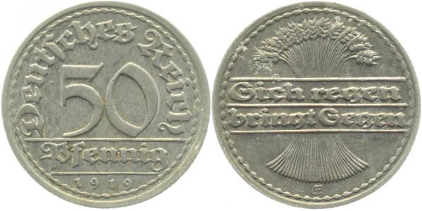 50 Pfennig 1919 E ss/vz J301 ss / vz 50 Pfennig
