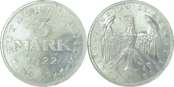 3 Mark 1922 E PP- kl. Krätzerchen J303