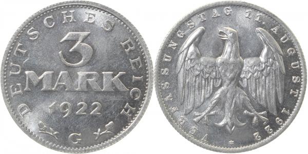 3 Mark 1922 G Erstabschlag J303