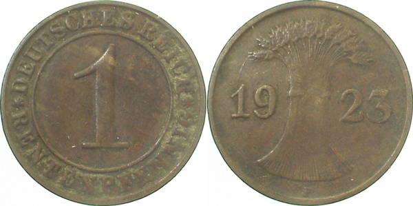 1 Pfennig 1923 F ss J306 ss 1 Pfennig