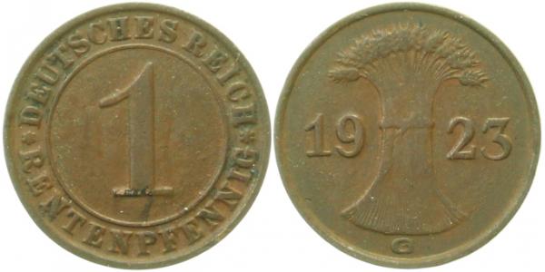 1 Pfennig 1923 G ss J306 ss 1 Pfennig