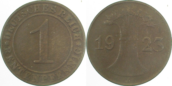 1 Pfennig 1923 J ss J306 ss 1 Pfennig