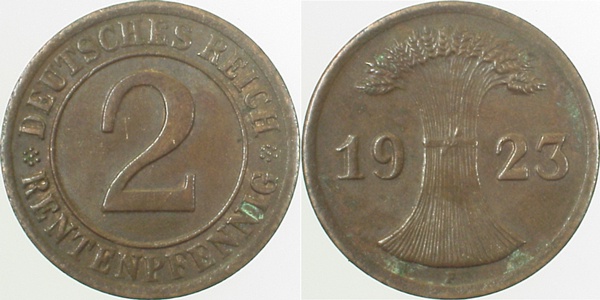 2 Pfennig 1923 F ss/vz J307