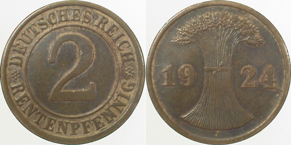 2 Pfennig 1924 J vz J307