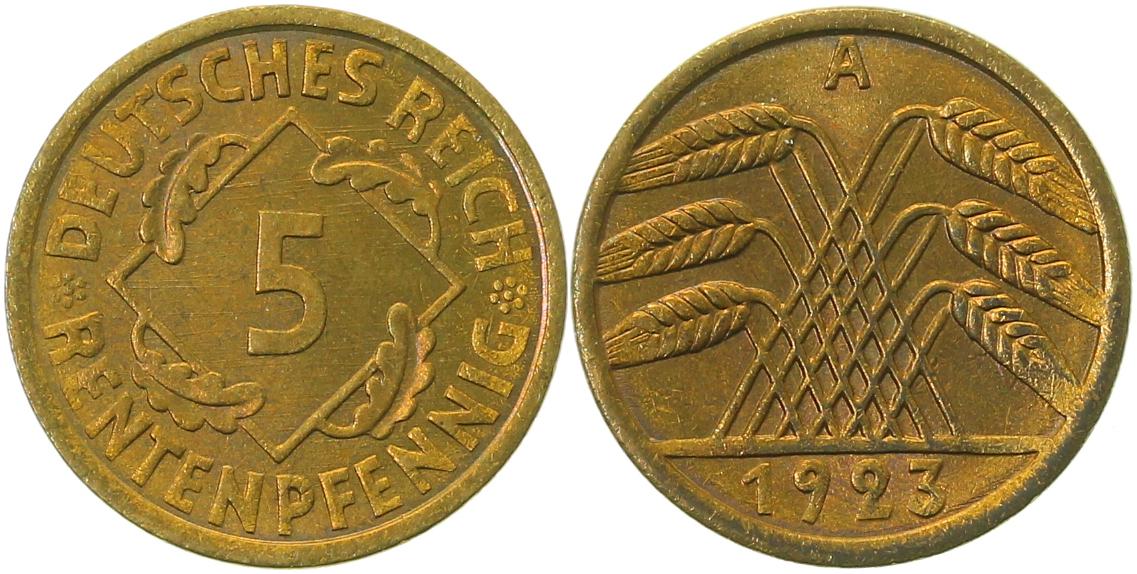 5 Pfennig 1923 A prfr/st Erstabschlag Top J308