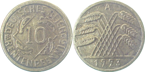 10 Pfennig 1923 A ss J309 ss 10 Pfennig