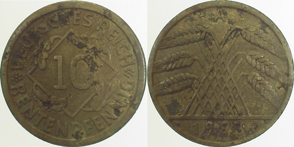 10 Pfennig 1923 A ss etw fleckig J309 ss 10 Pfennig
