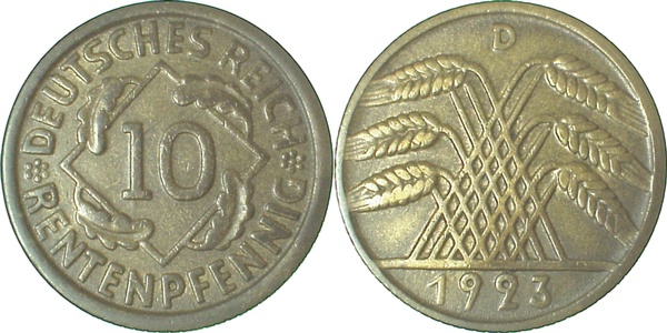 10 Pfennig 1923 D ss J309 ss 10 Pfennig