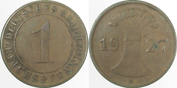 1 Reichspfennig 1927 E J313 ss