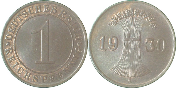 1 Reichspfennig 1930 A stgl J313