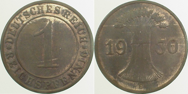 1 Reichspfennig 1930 E vz/st J313