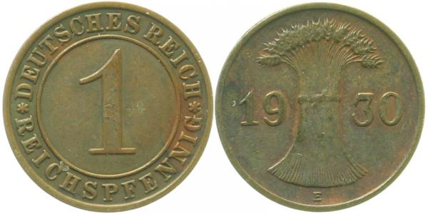 1 Reichspfennig 1930 E ss J313