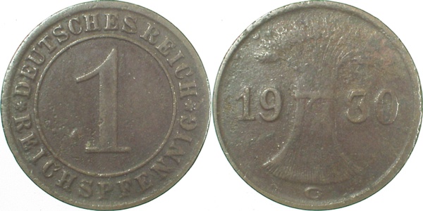 1 Reichspfennig 1930 G ss J313