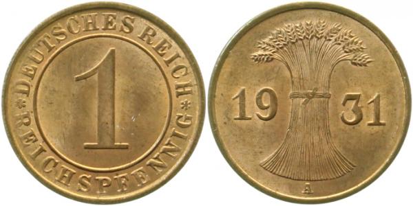 1 Reichspfennig 1931 A prägefrisch J313