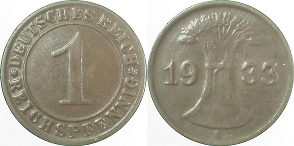 1 Reichspfennig 1933 E J313