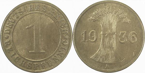 1 Reichspfennig 1936 A prfr J313