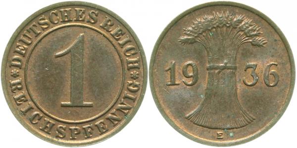 1 Reichspfennig 1936 E prfr