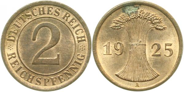 2 Reichspfennig 1925 A f prfr J314