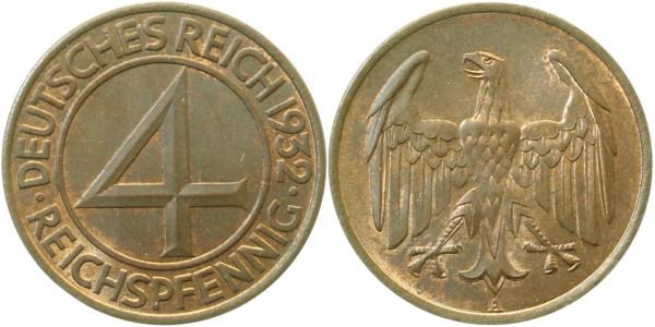 4 Reichspfennig 1932 A f stgl J315