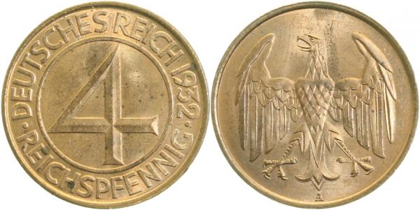 4 Reichspfennig 1932 A vz J315