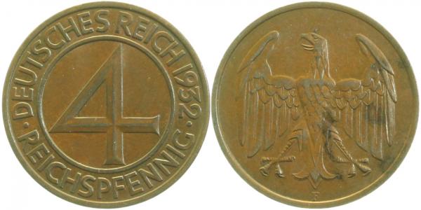 4 Reichspfennig 1932 D vz J315
