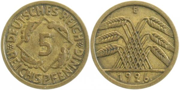 5 Reichspfennig 1926 E ss J316