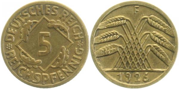 5 Reichspfennig 1926 F ss J316