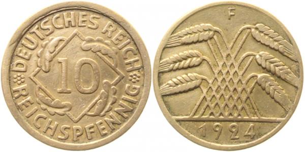 10 Reichspfennig 1924 F vz/ss J317