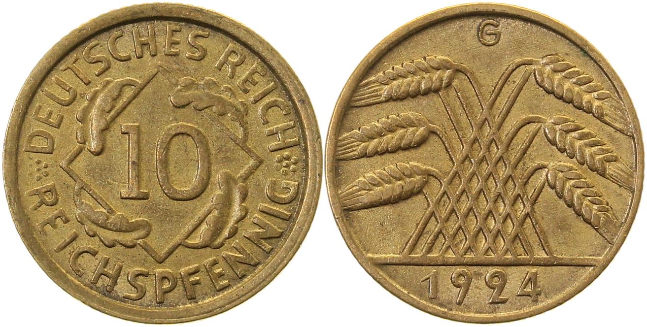 10 Reichspfennig 1924 G vz/ss J317