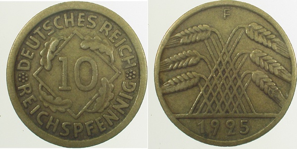 10 Reichspfennig 1925 F ss/vz J317