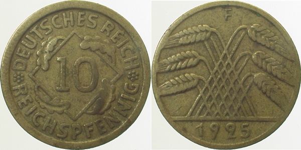 10 Reichspfennig 1925 F ss J317