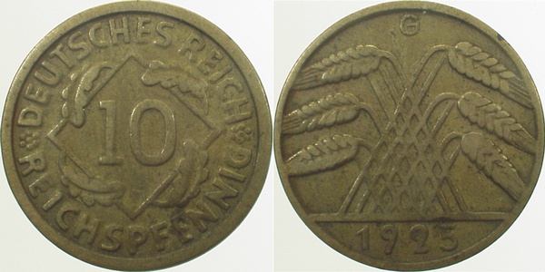 10 Reichspfennig 1925 G J317
