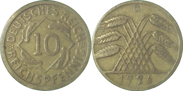10 Reichspfennig 1926 G ss J317