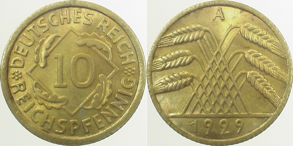 10 Reichspfennig 1929 A stgl J317