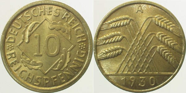 10 Reichspfennig 1930 A stgl J317