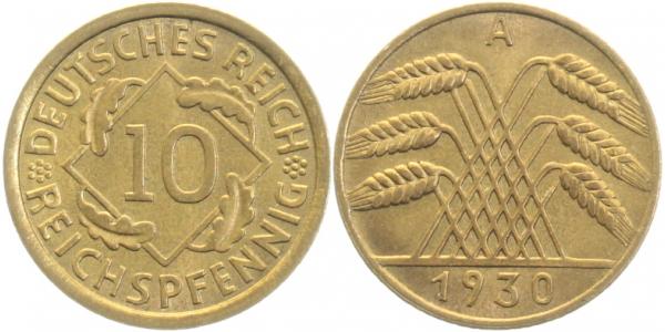 10 Reichspfennig 1930 A f prfr J317