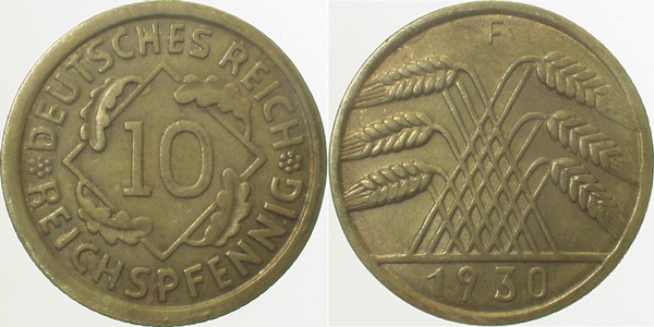 10 Reichspfennig 1930 F ss/vz J317