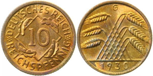 10 Reichspfennig 1930 G prfr J317