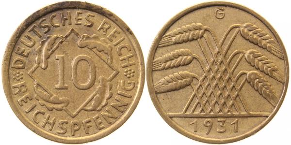 10 Reichspfennig 1931 G ss+ J317