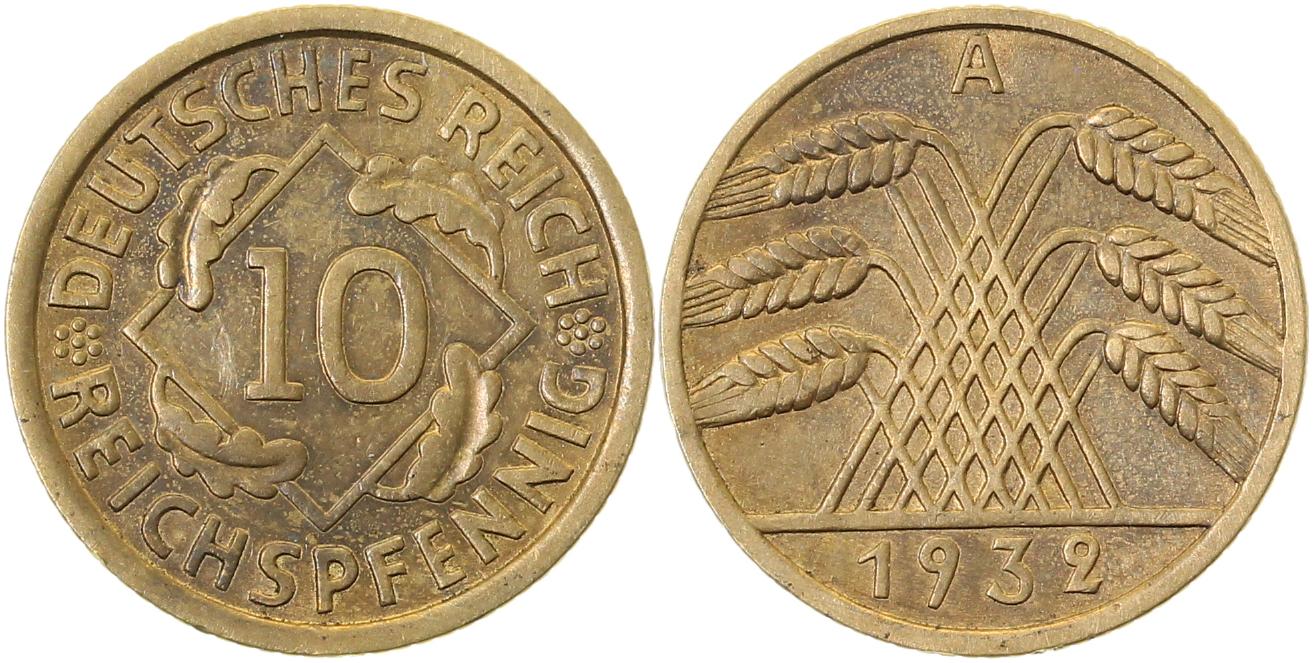 10 Reichspfennig 1932 A vz J317
