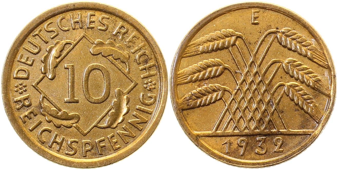 10 Reichspfennig 1932 E ss/vz J317